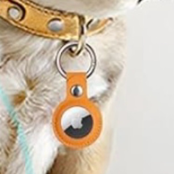 NWT Apple Airtag Asst Leather Holders w/Keychain Ring Yellow, Black, Brown, Red - Picture 6 of 7